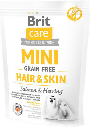 Brit Mini Grain Free Hair & Skin 7kg Dry Food Grain-Free & Gluten-Free for Adult Small Breed Dogs with Herring and Salmon