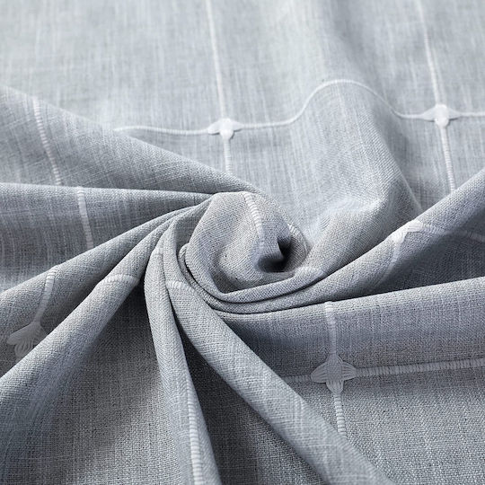 FRIPIA Τραπεζομάντηλο Λινό με Κέντημα Γκρι 140x220εκ.