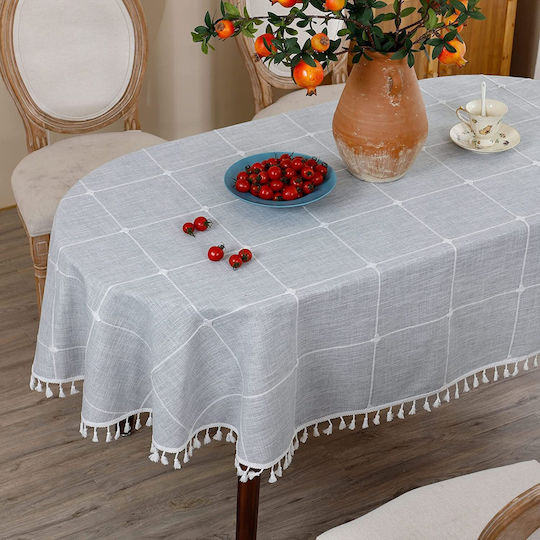 FRIPIA Τραπεζομάντηλο Λινό με Κέντημα Γκρι 140x220εκ.