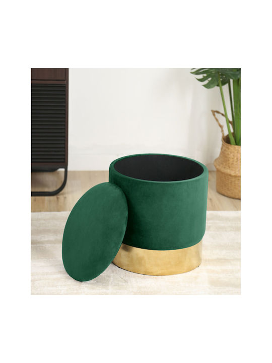 Taburet Camera De Zi Cu Spațiu De Depozitare Tapițat Cu Catifea Verde 39x39x40cm