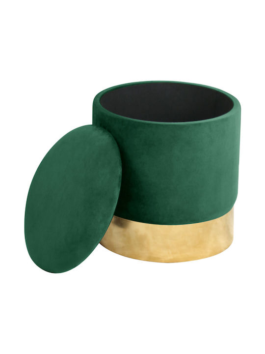 Taburet Camera De Zi Cu Spațiu De Depozitare Tapițat Cu Catifea Verde 39x39x40cm