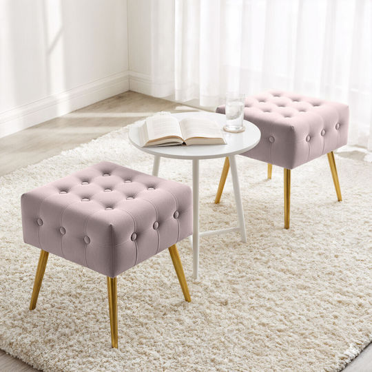 Living Room Stools Upholstered with Velvet Powder Pink 40x40x42cm