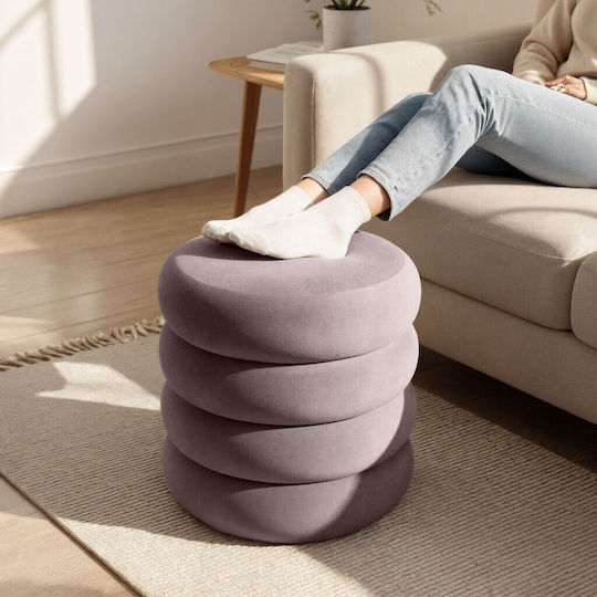Living Room Stool With Storage Space Upholstered In Velvet Powder Pink