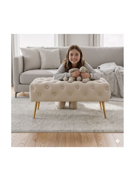 Samt Hocker Für Das Wohnzimmer Beige 80x42x41cm