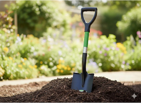 Mini Shovel Sharp Blade Fiberglass Handle Metal Head 68 Cm D-handle Green Black