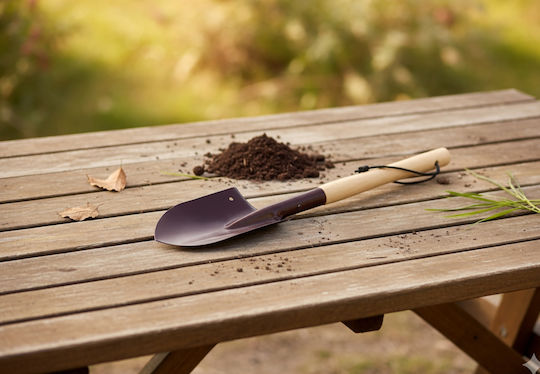 Kompakte Schaufel Camping Garten Holzgriff Stahlblatt 60 Cm