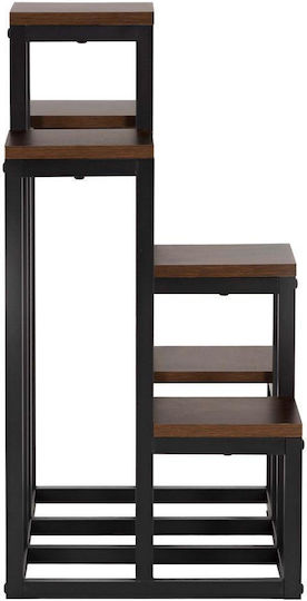 Suport pentru Plante 6 Rafturi Din Lemn Cadru Metalic 51x34x68 Cm Negru