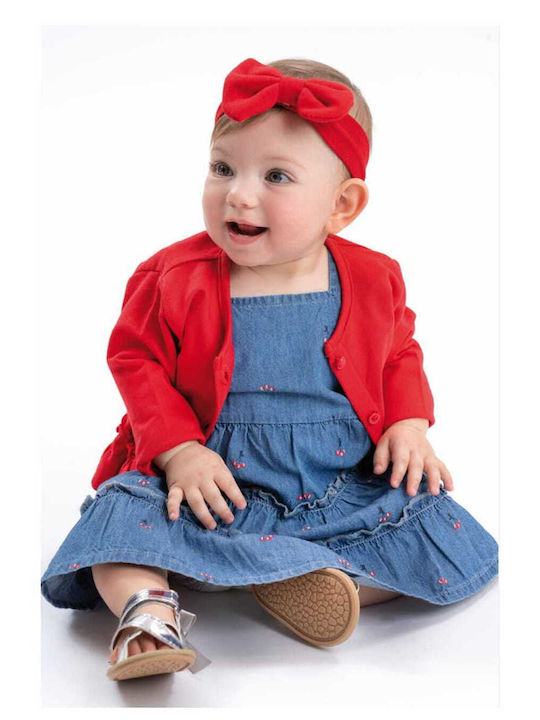 Girls Dress Sleeveless Denim Set with Accessories Multicolour