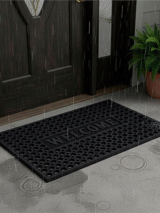 Non-Slip Rubber Black Doormat 75x45cm Thickness 13mm