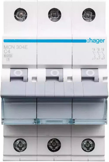 Hager Ρελέ Ράγας Ισχύος 4A Τριπολικό με Τάση 400V