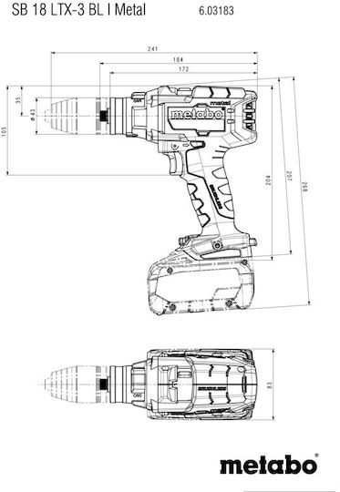 Metabo SB 18 LTX-3 BL I Δραπανοκατσάβιδο Μπαταρίας 18V