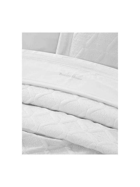 Beauty Home Promise Art 12507 Coverlet Set Super King White 230x250cm 3pcs