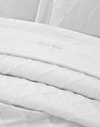 Beauty Home Promise Art 12507 Σετ Κουβερλί Υπέρδιπλο Λευκό 230x250cm 3τμχ