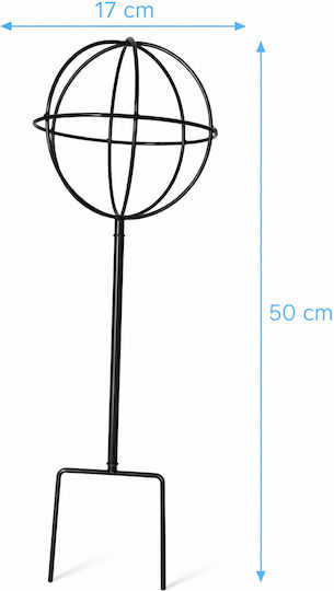 Suport Metalic Pentru Plante Flori Plante Cățăroare Zola Tip Sferă Diametru 17 Cm Înălțime 50 Cm Oțel Negru