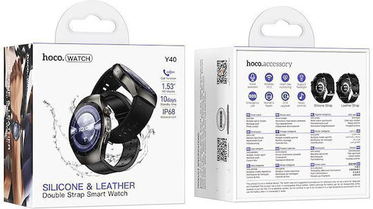 Hoco Y40 Aluminium 48mm Smartwatch mit Herzfrequenzsensor Schwarz