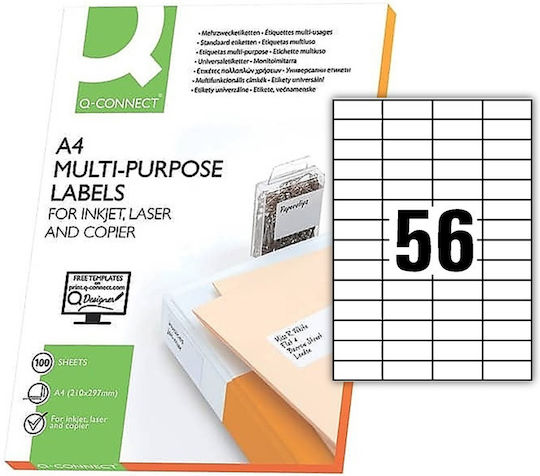 Q-Connect Self-Adhesive Rectangular A4 Labels 52.5x21.2mm