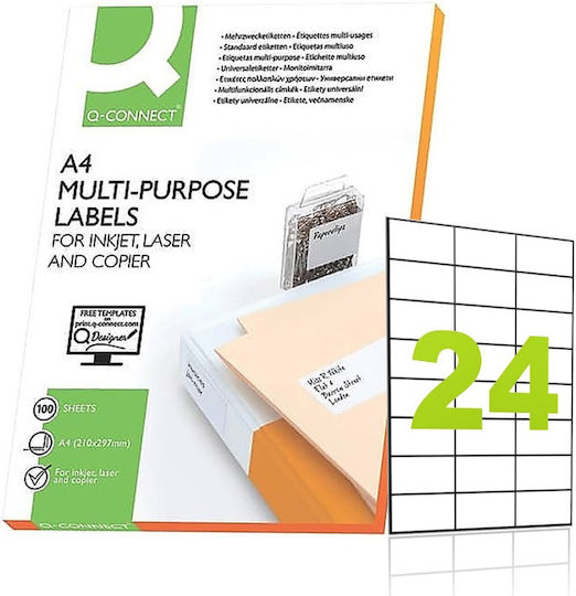 Q-Connect Self-Adhesive Rectangular A4 Labels 70x37mm