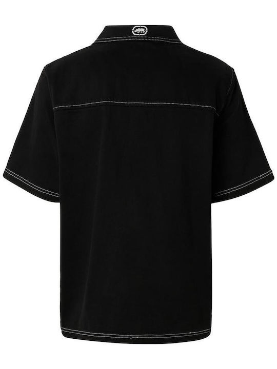Къс Ръкав Мъжка Риза Широка Кройка Jetblack