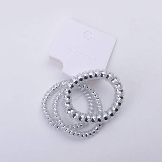 Elastice Pentru Păr Spirală Argintii 4 Bucăți