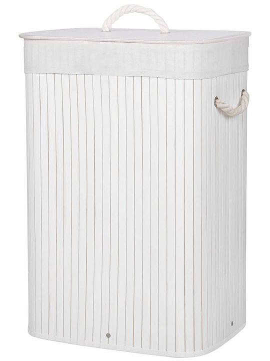 Καλάθι Απλύτων Bamboo με Καπάκι 40x28x60cm Λευκό