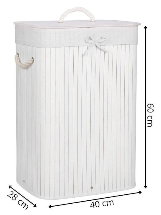 Καλάθι Απλύτων Bamboo με Καπάκι 40x28x60cm Λευκό