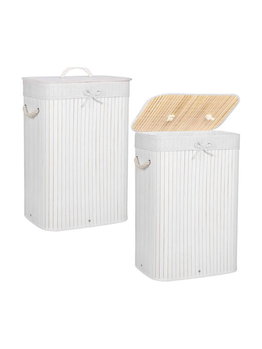 Καλάθι Απλύτων Bamboo με Καπάκι 40x28x60cm Λευκό
