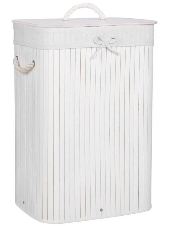 Καλάθι Απλύτων Bamboo με Καπάκι 40x28x60cm Λευκό