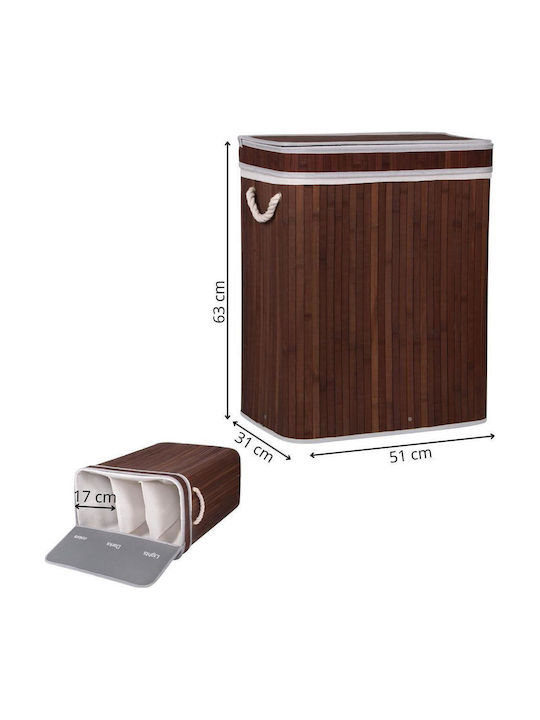 Καλάθι Απλύτων Bamboo 100lt με Καπάκι 51x32x63cm Καφέ