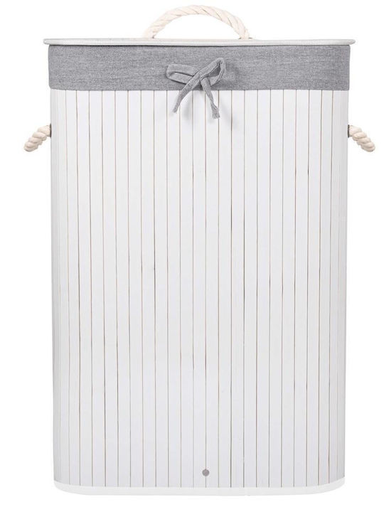 Coș De Rufe Din Bambus 72lt Cu Capac 40x28x60cm Alb