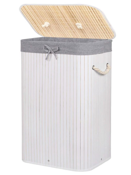 Coș De Rufe Din Bambus 72lt Cu Capac 40x28x60cm Alb