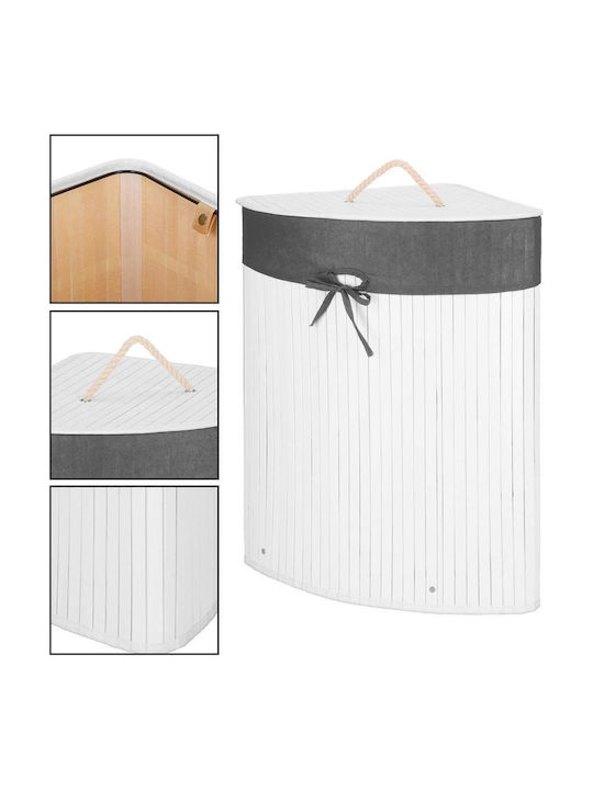 Coș De Rufe Din Bambus 60L Cu Capac 55x35x60cm Alb