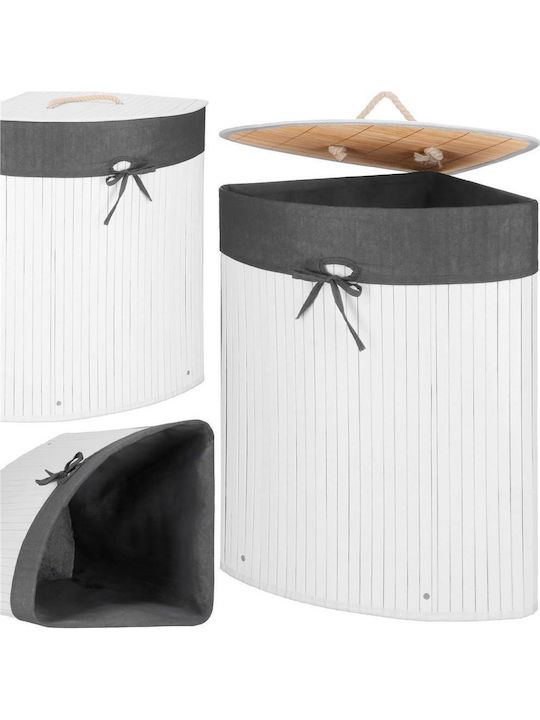Coș De Rufe Din Bambus 60L Cu Capac 55x35x60cm Alb