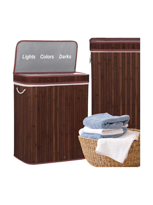 Καλάθι Απλύτων Bamboo 100lt με Καπάκι 51x32x63cm Καφέ