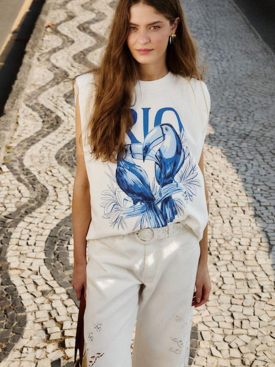 Damentop Baumwollarmes Off-White