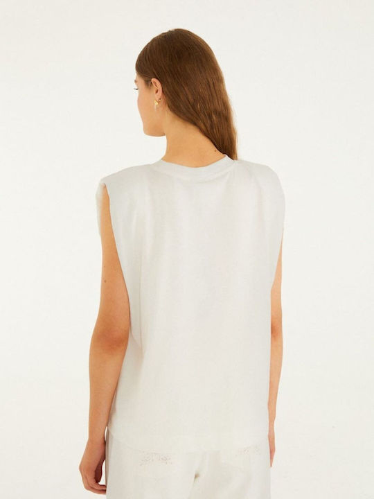 Damentop Baumwollarmes Off-White