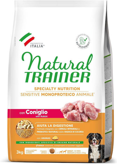 Natural Trainer Sensitive Plus Adult Medium & Maxi 3kg Dry Food Gluten-Free for Adult Medium & Large Breed Dogs with Rabbit