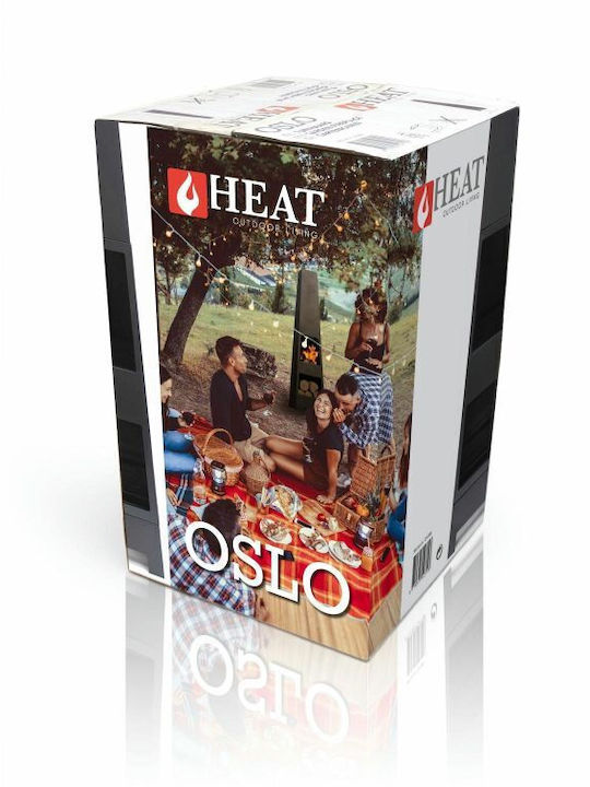 Heat Line Feuerstelle Draußen Metallisch Schwarz 36x36x150cm