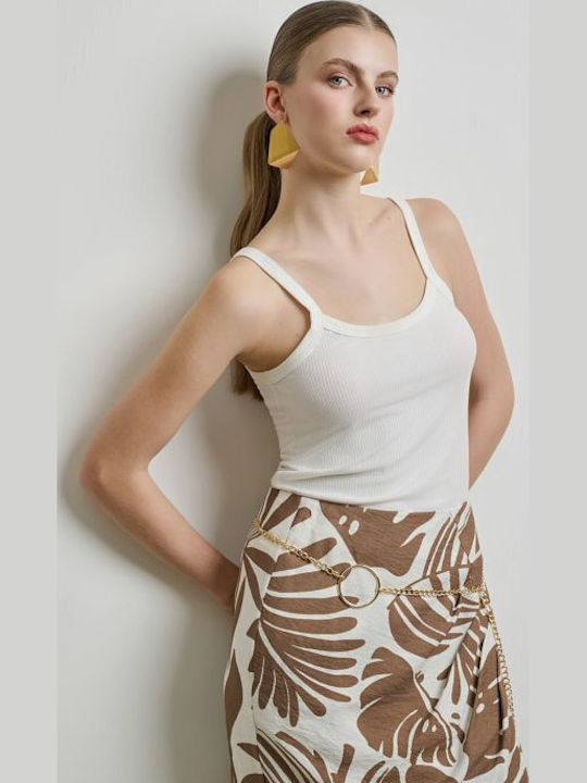 Women's Blouse with Spaghetti Straps White