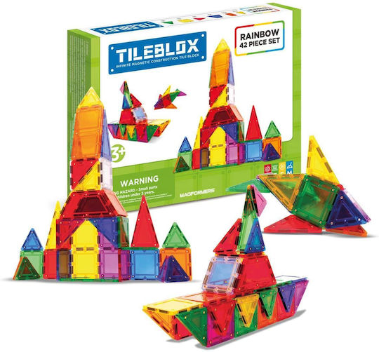 Magformers Μαγνητικό Παιχνίδι Κατασκευών Tileblox Rainbow για Παιδιά 3+ Ετών