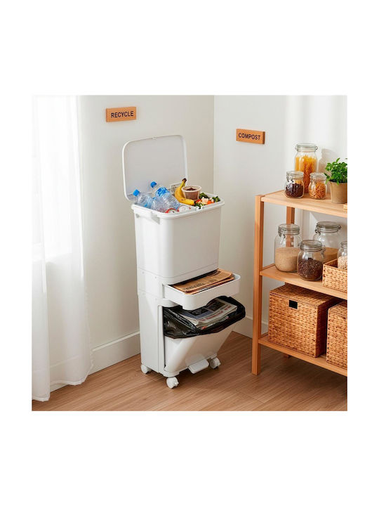 Coș De Gunoi Din Plastic Cu Pedală Alb 42lt