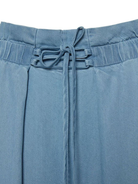 Pantaloni Dama Din Țesătură Cu Elastic Croială Regular Albastru Deschis