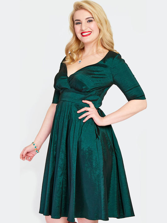 Rochie Midi De Seară Verde Vintage