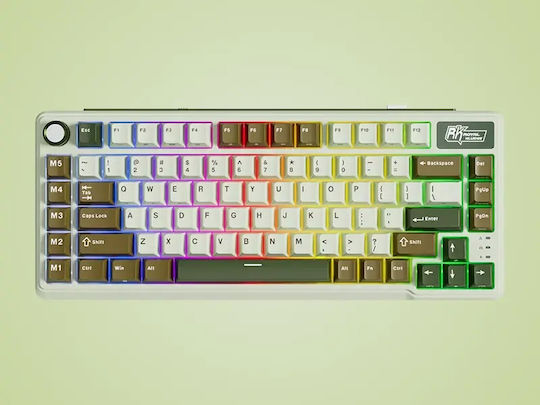 Royal Kludge RK-L75 Drahtlos Gaming Mechanische Tastatur 75% mit Benutzerdefinierte Creme Schaltern und RGB-Beleuchtung (Englisch US) Gray