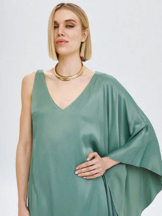 Maxi Damenkleid Für Hochzeit - Taufe Satin Olive
