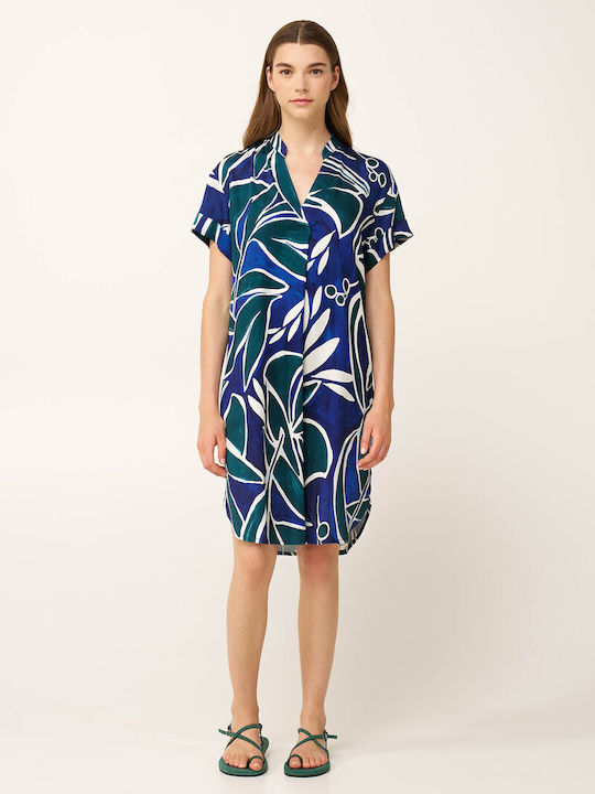 Sommer Damenkleid Blau Druck
