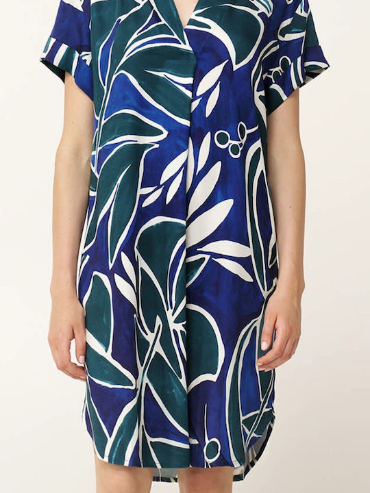Sommer Damenkleid Blau Druck