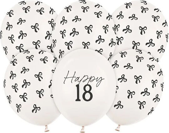 Set of 6 Birthday Balloons White