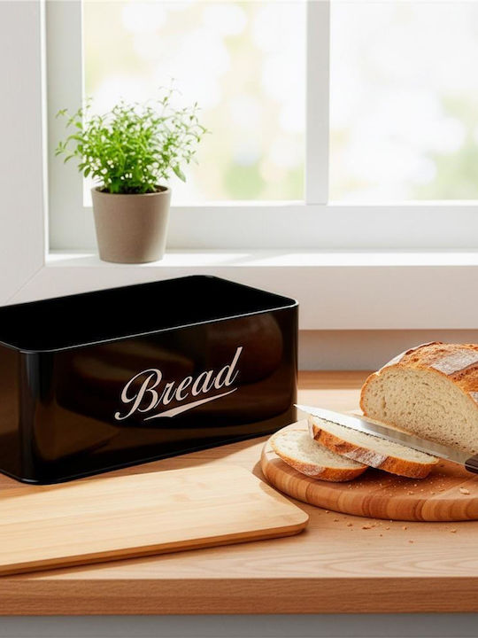 Bread Box with Lid Metallic Black 33x18x14cm