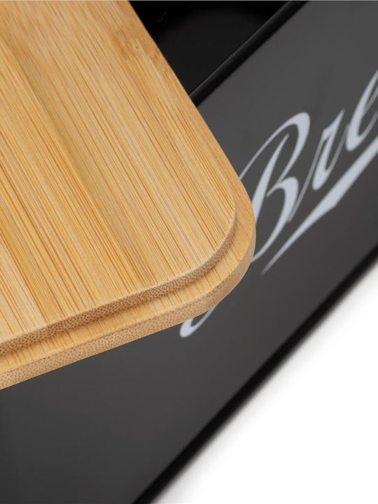 Bread Box with Lid Metallic Black 33x18x14cm