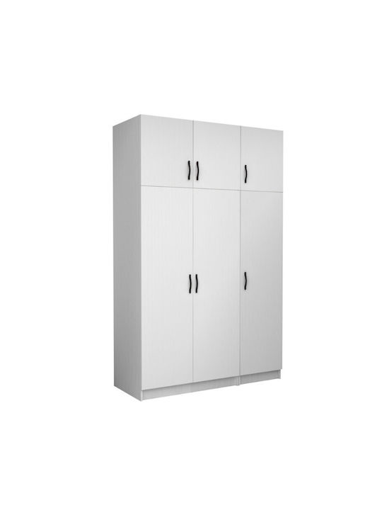 Victoria Τρίφυλλη Ντουλάπα με Πατάρι Λευκό 150x60x240cm